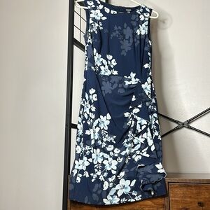 CHAPS Navy Floral Faux Wrap Dress Size 6
